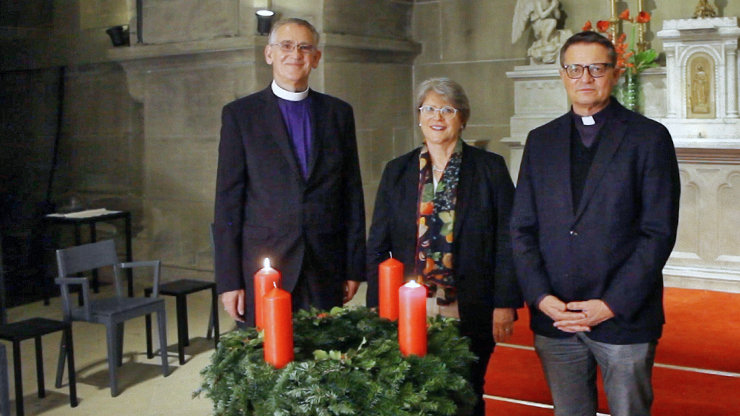 Weihnachtsgruss der drei Landeskirchen, Harald Rein, Rita Famos und Felix Gmür