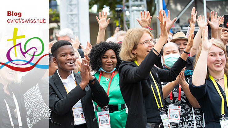 8 September 2022, Karlsruhe, Germany: Participants sing during the closing prayer service for the World Council of Churches' 11th Assembly in Karlsruhe, Germany. The assembly takes place August 31 to September 8 under the theme