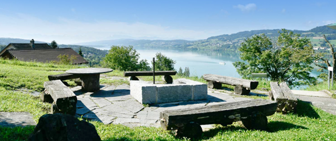 Treffpunkt Feuerstelle über dem Thunersee